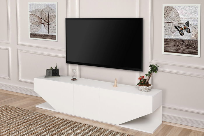 Hanah Home Soporte TV Blanco 180x40x30cm Tablero Partículas Melaminado Moderno Elegante